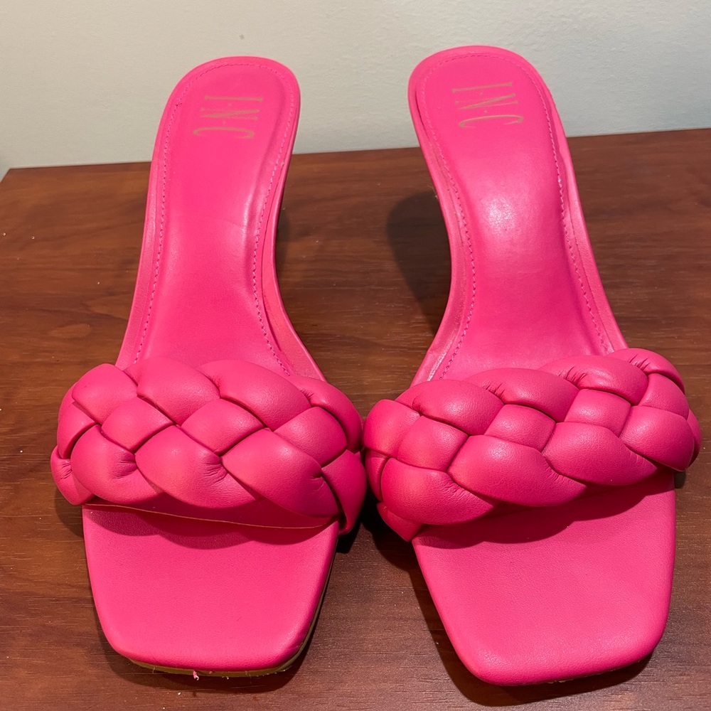 INC International Concepts Women's Pink Braided Heels - Picture 2 of 7